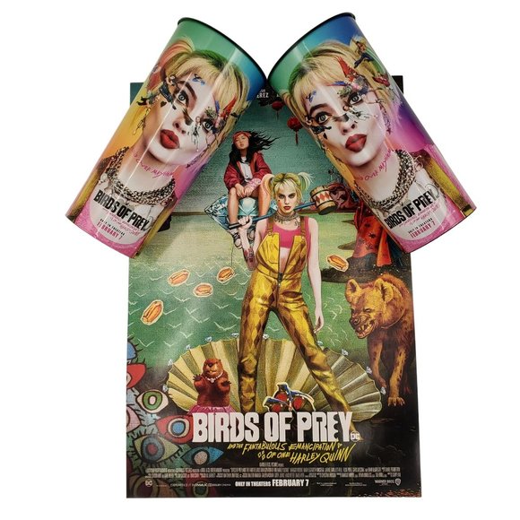 Birds Of Prey Movie 2 NEW Collector Souvenir 48oz Cups Harley Quinn +Free Poster - Picture 1 of 10